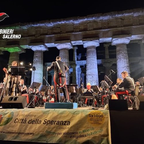 Al Parco Archeologico di Paestum il concerto della Fanfara dei Carabinieri per la ricerca oncologica pediatrica