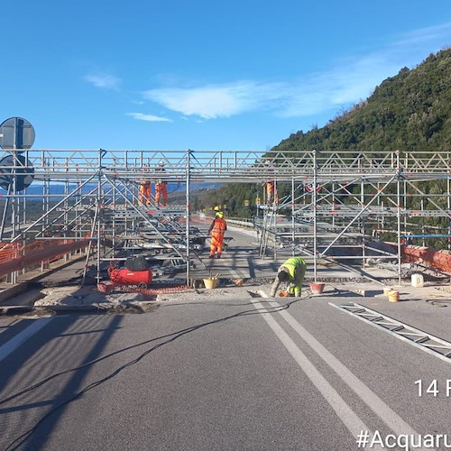 Cilentana, Viadotto ‘Acquarulo’: entro la prossima settimana termina il montaggio del ponteggio sospeso