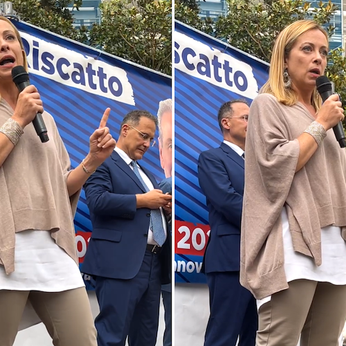 Elezioni, Giorgia Meloni fa tappa a Battipaglia e Salerno: «Liberiamo la Campania da De Luca»