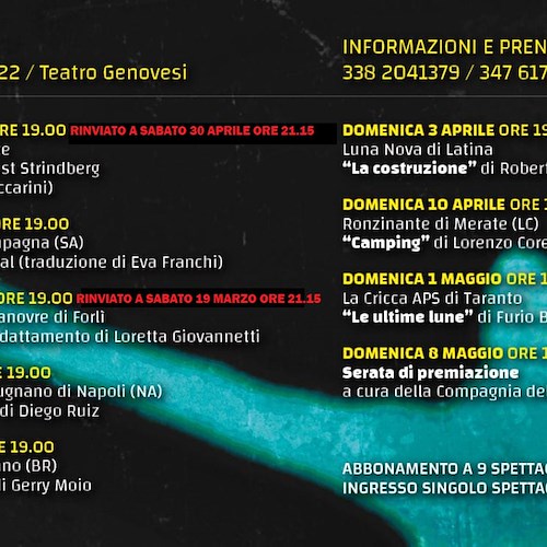 Festival Nazionale "Teatro XS" Città di Salerno: 13 febbraio il taglio del nastro