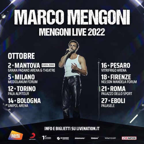 Il tour di Marco Mengoni fa tappa ad Eboli, 27 ottobre concerto al PalaSele