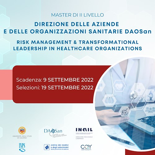 L’Università di Salerno forma i futuri Dirigenti sanitari. Aperto il bando della XVII edizione del master DAOSan