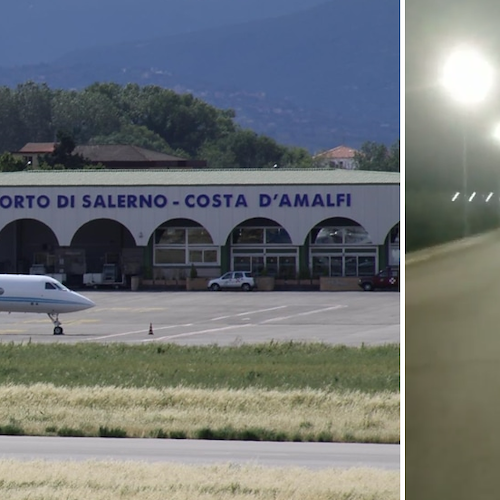 Lavori all'Aeroporto Salerno-Costa d'Amalfi, attivato l'impianto di pubblica illuminazione