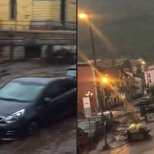 Monteforte nella morsa del maltempo: colata di fango in strada, famiglie evacuate 