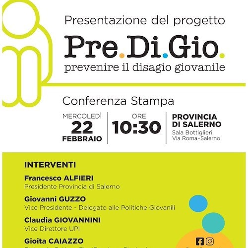 “PRE.DI.GIO”, il progetto della Provincia di Salerno per contrastare il disagio giovanile