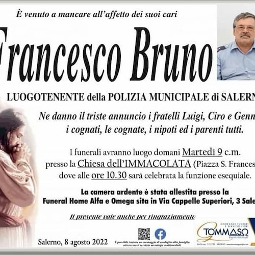 Salerno piange "Ciccio" Bruno, il Covid stronca il Luogotenente della Polizia Municipale