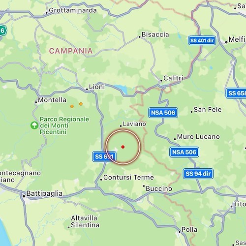 Terremoto nel salernitano: scossa di magnitudo 2.1 a Colliano