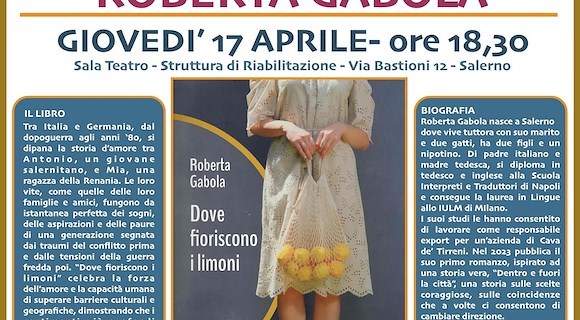 Roberta Gabola torna a “Giovediamoci” con il suo nuovo romanzo Dove fioriscono i limoni